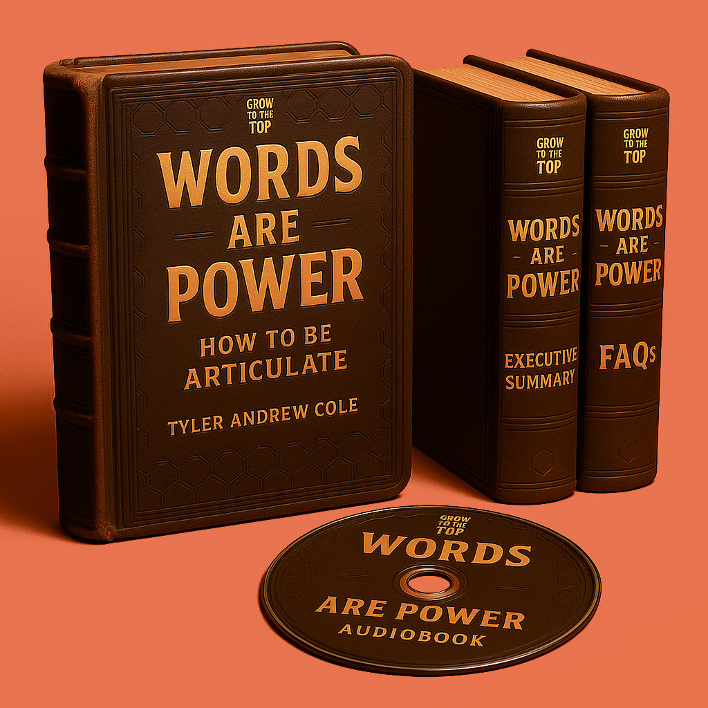 Cover image of Words Are Power: How To Be Articulate by Tyler Andrew Cole - published by Grow To The Top