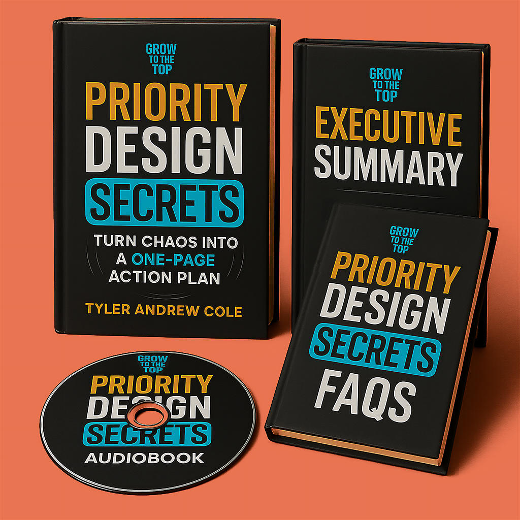 Cover image of Priority Design Secrets: Turn Chaos Into A One-Page Action Plan by Tyler Andrew Cole - published by Grow To The Top