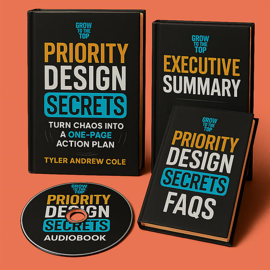 Cover image of Priority Design Secrets: Turn Chaos Into A One-Page Action Plan by Tyler Andrew Cole - published by Grow To The Top
