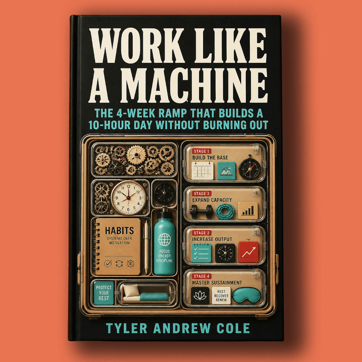 Cover image of Work Like a Machine: The 4-Week Ramp That Builds a 10-Hour Day Without Burning Out by Tyler Andrew Cole - published by Grow To The Top